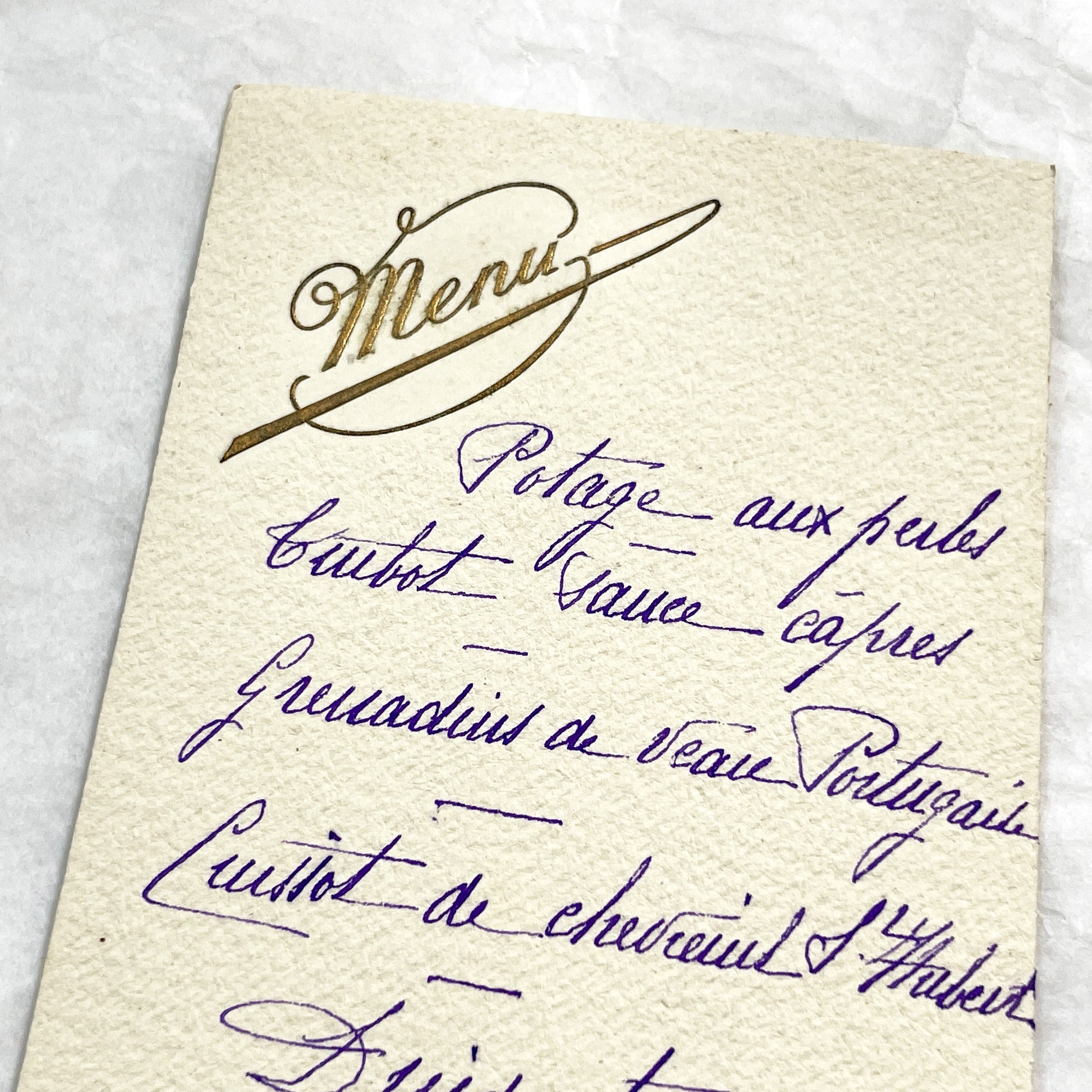 1910s - Antique French Dinner Menu 1911 - Vintage Hand-Written Culinary History - Gourmet Meal Card - Historic Gastronomy Ephemera - Elegant