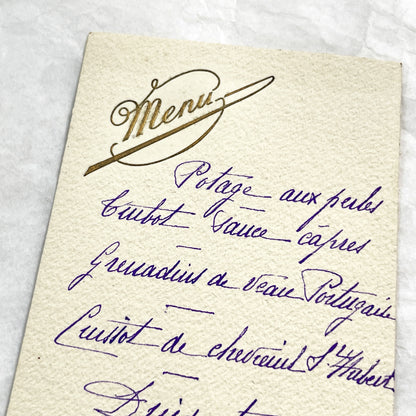 1910s - Antique French Dinner Menu 1911 - Vintage Hand-Written Culinary History - Gourmet Meal Card - Historic Gastronomy Ephemera - Elegant