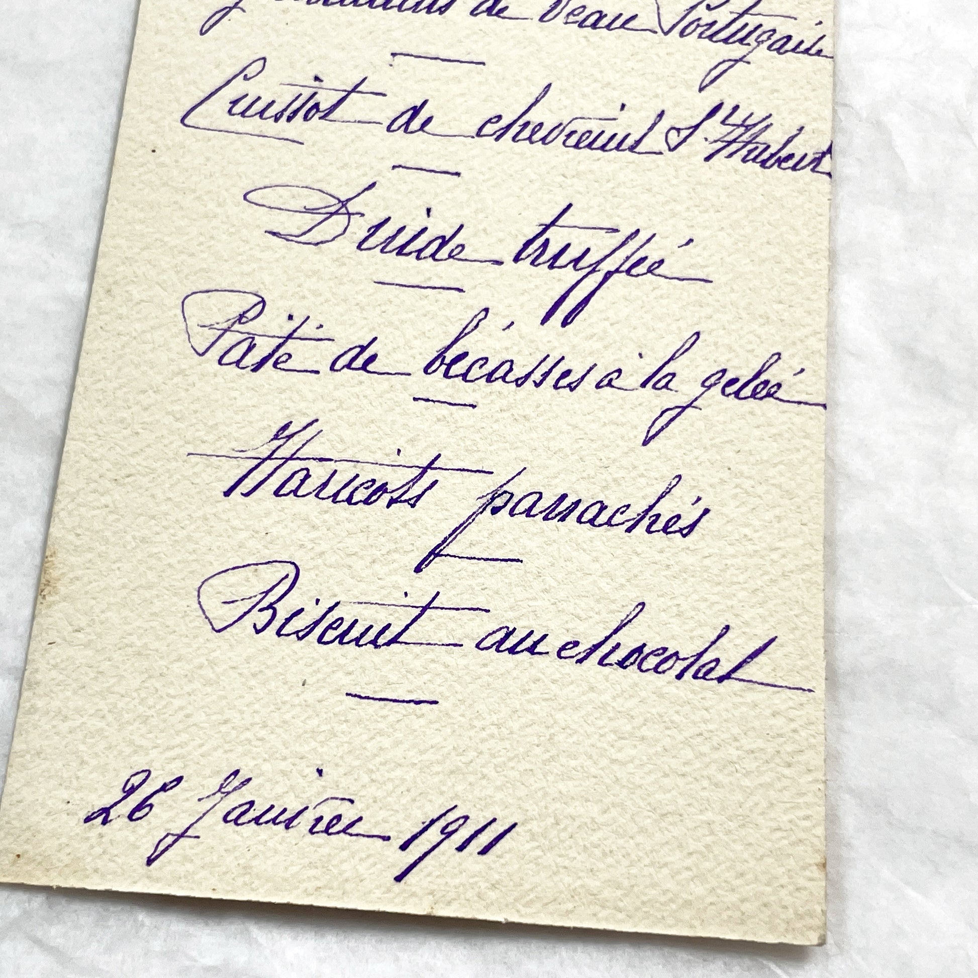 1910s - Antique French Dinner Menu 1911 - Vintage Hand-Written Culinary History - Gourmet Meal Card - Historic Gastronomy Ephemera - Elegant