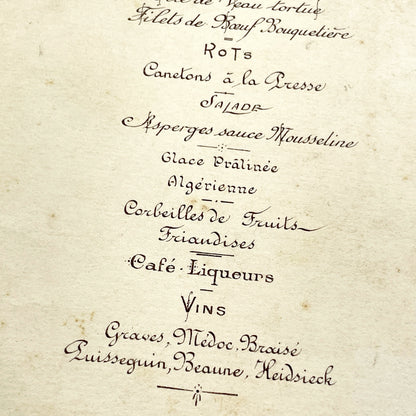 1910s - Large French Restaurant Menu Chandivert 1912 - Fine Dining Culinary Souvenir from Hôtel de Than - Elegant Ephemera