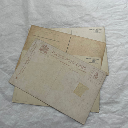 1900s Lot of Four Postcards - Diverse European Landscapes with Seasons, including a castle and snowy mountains.