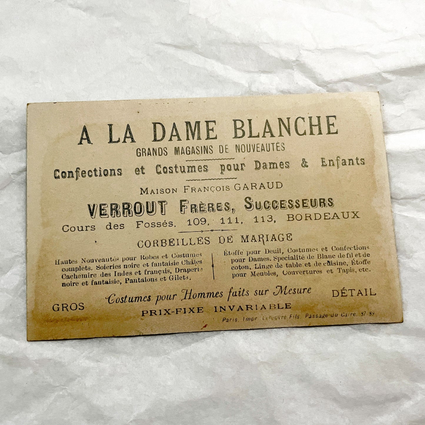 Late 19th - Antique French Advertising Trade Cards - Pair of Chromolithographs - Children Themes - Bordeaux Store Ephemera - Bognard Paris