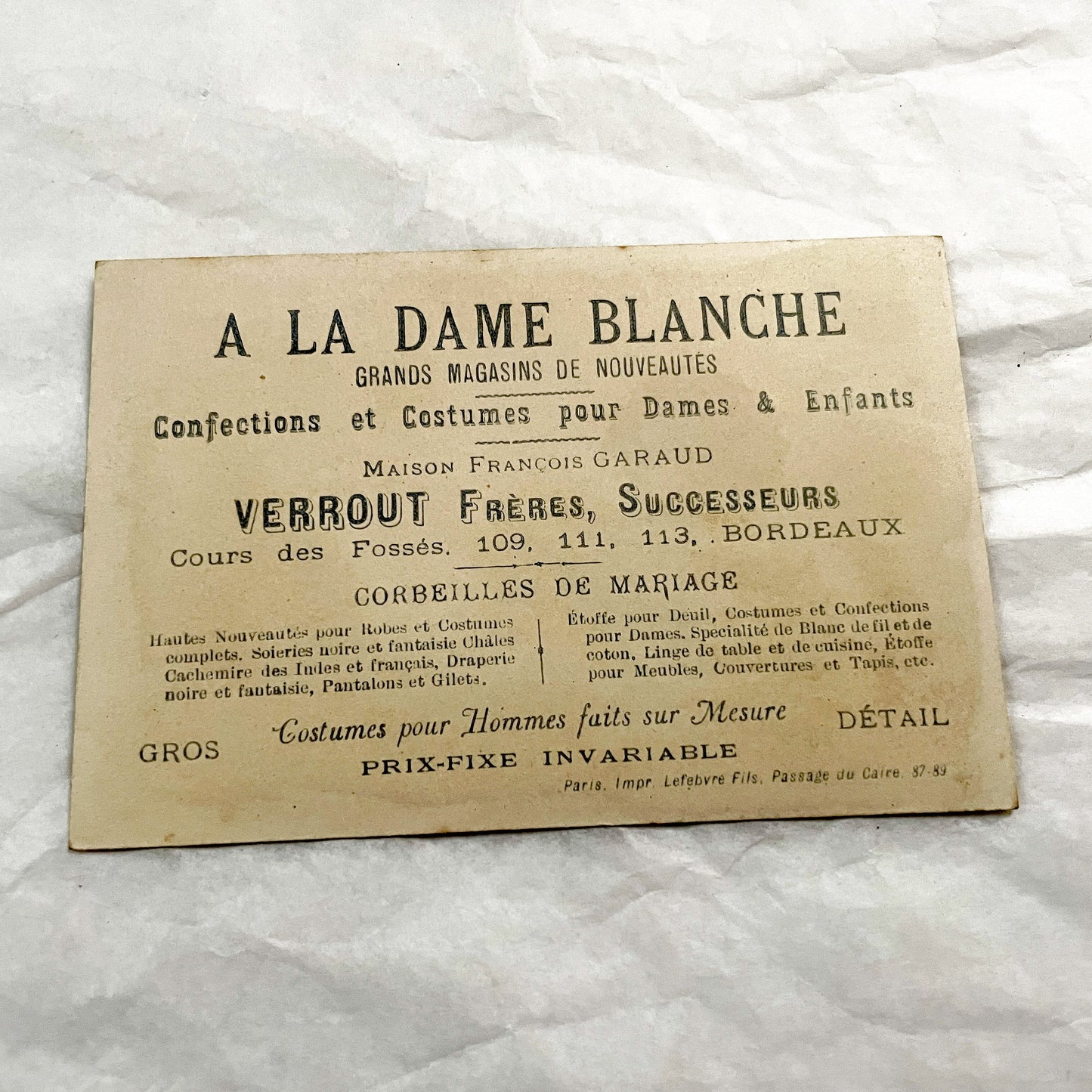 Late 19th - Antique French Advertising Trade Cards - Pair of Chromolithographs - Children Themes - Bordeaux Store Ephemera - Bognard Paris