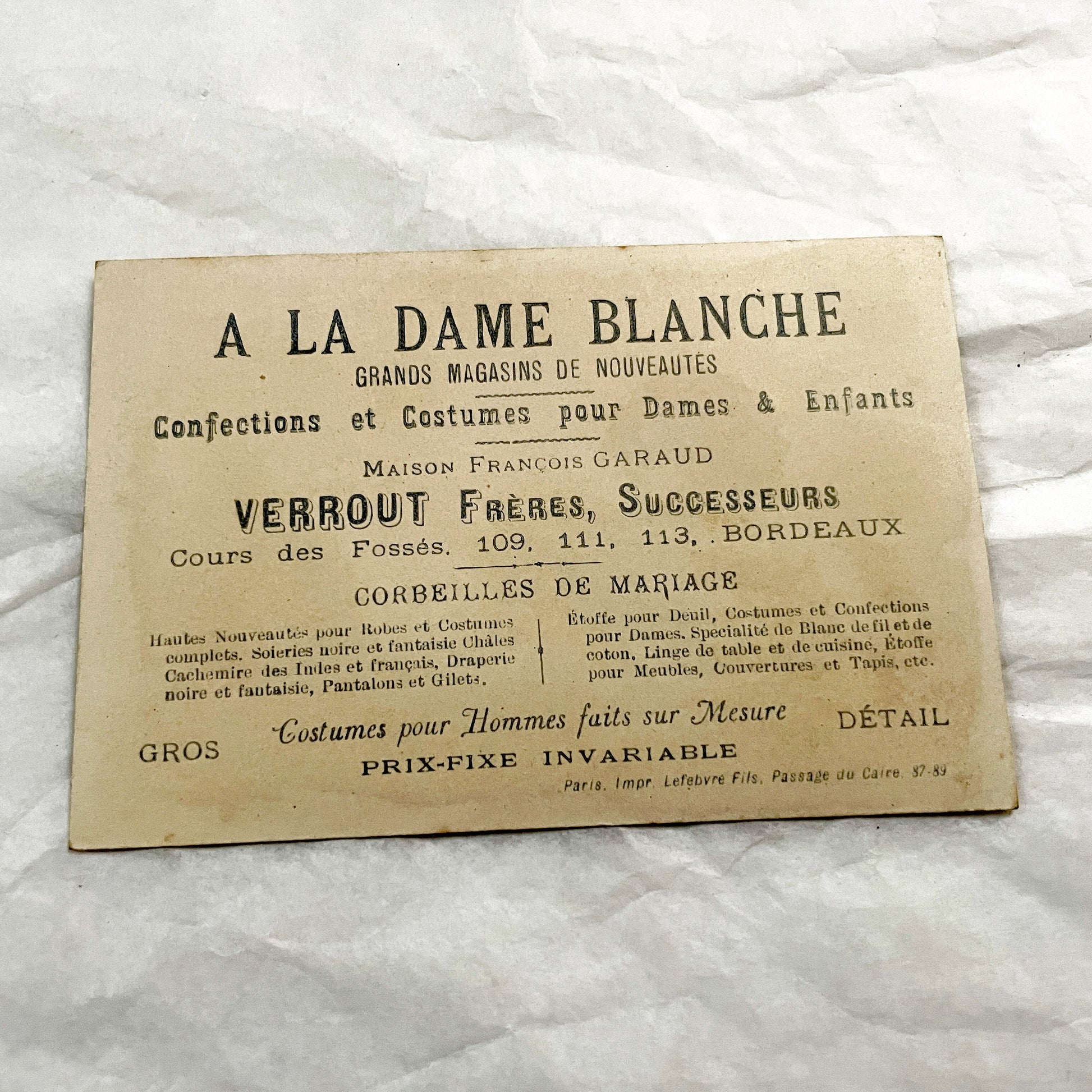 Late 19th - Antique French Advertising Trade Cards - Pair of Chromolithographs - Children Themes - Bordeaux Store Ephemera - Bognard Paris