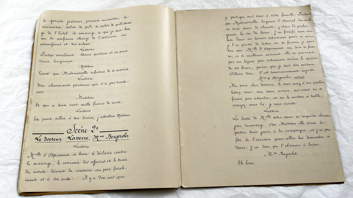 Late 19th - Antique French Play Script Manuscript - Vintage Handwritten Theatre Drama - Historic Literary Text from Late 19th Century