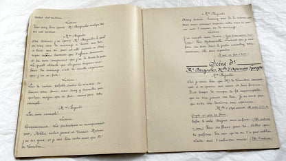 Late 19th - Antique French Play Script Manuscript - Vintage Handwritten Theatre Drama - Historic Literary Text from Late 19th Century