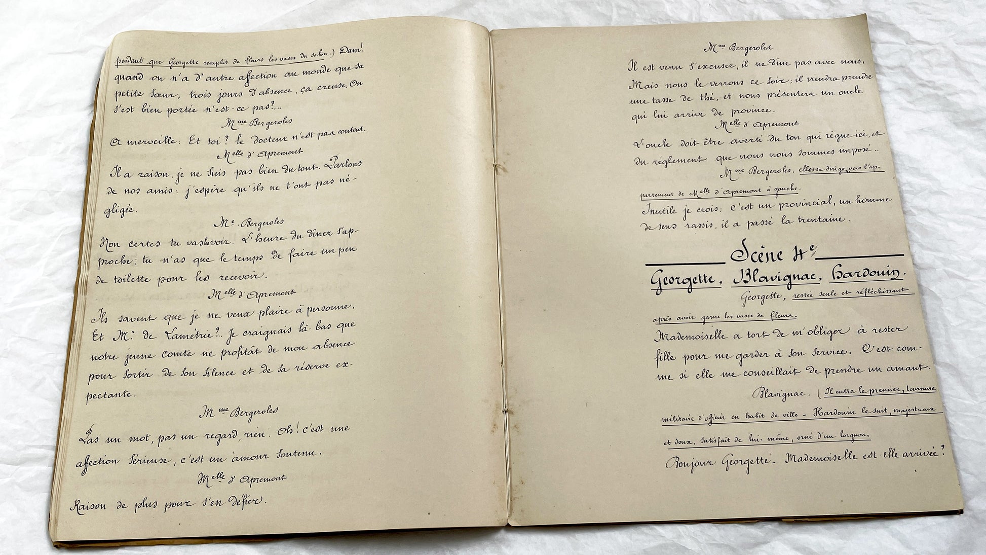 Late 19th - Antique French Play Script Manuscript - Vintage Handwritten Theatre Drama - Historic Literary Text from Late 19th Century