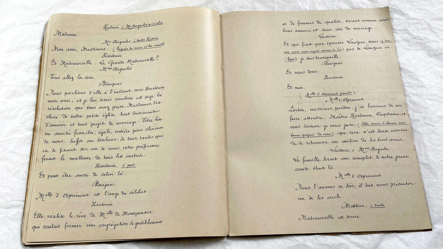 Late 19th - Antique French Play Script Manuscript - Vintage Handwritten Theatre Drama - Historic Literary Text from Late 19th Century