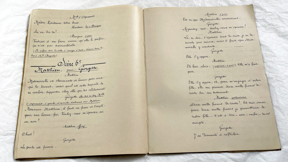Late 19th - Antique French Play Script Manuscript - Vintage Handwritten Theatre Drama - Historic Literary Text from Late 19th Century