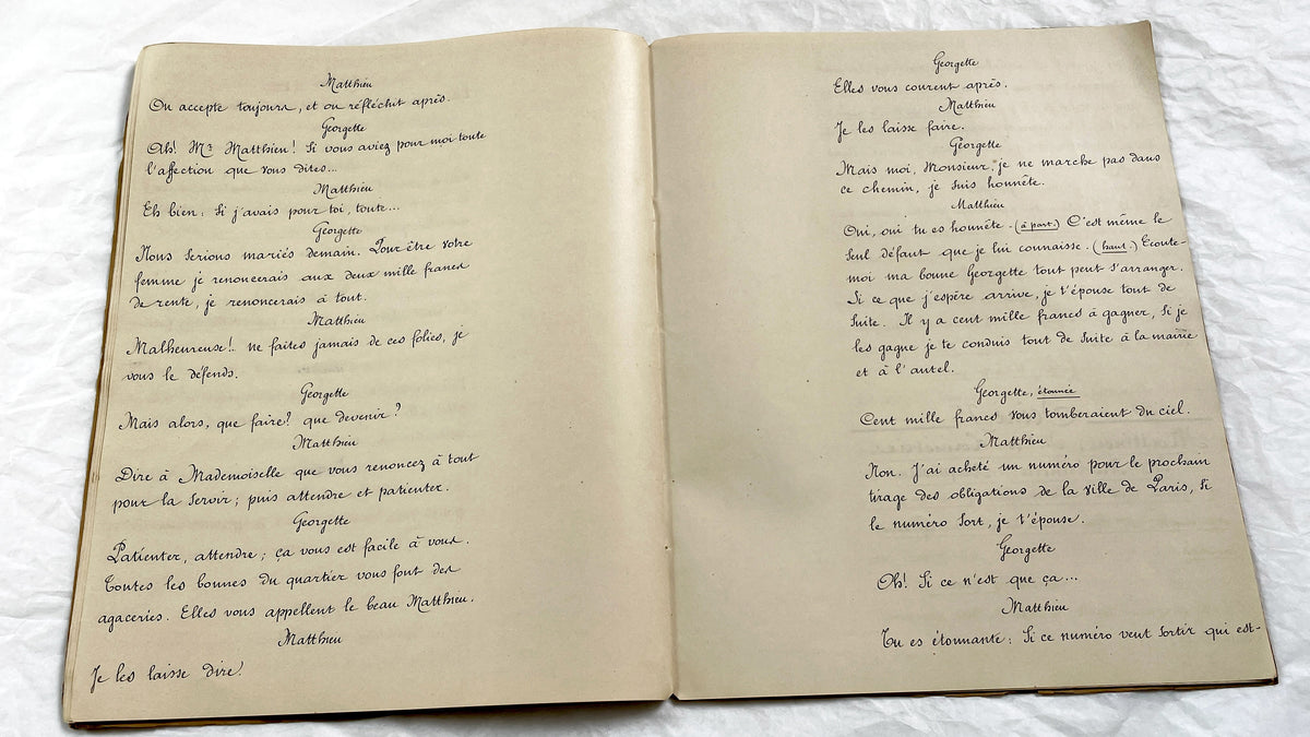 Late 19th - Antique French Play Script Manuscript - Vintage Handwritten Theatre Drama - Historic Literary Text from Late 19th Century