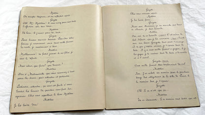 Late 19th - Antique French Play Script Manuscript - Vintage Handwritten Theatre Drama - Historic Literary Text from Late 19th Century