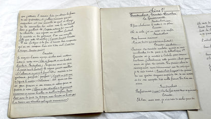 Late 19th - 35 pages French Theatrical Play Manuscript - Original Handwritten Drama Script - Historical Theatre Piece -  Literary Artefact