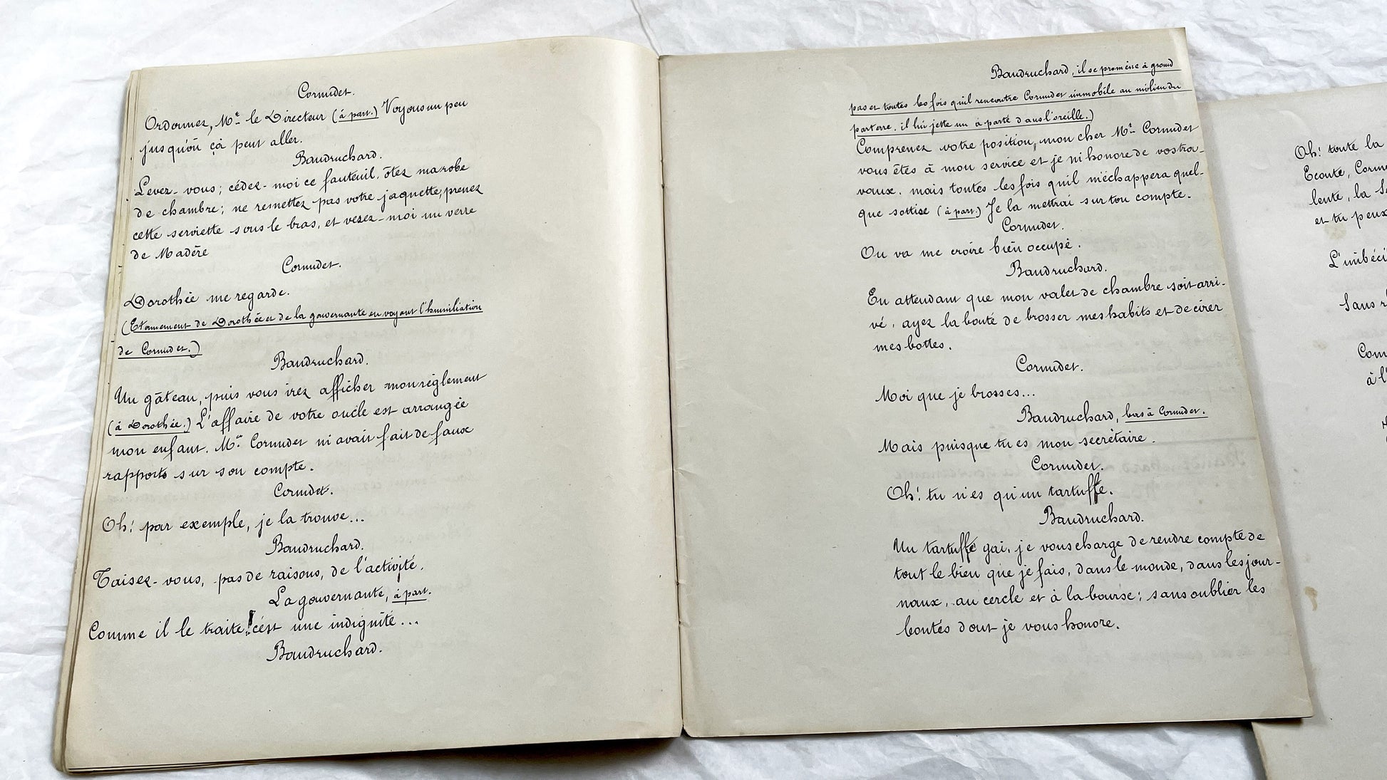 Late 19th - 35 pages French Theatrical Play Manuscript - Original Handwritten Drama Script - Historical Theatre Piece -  Literary Artefact
