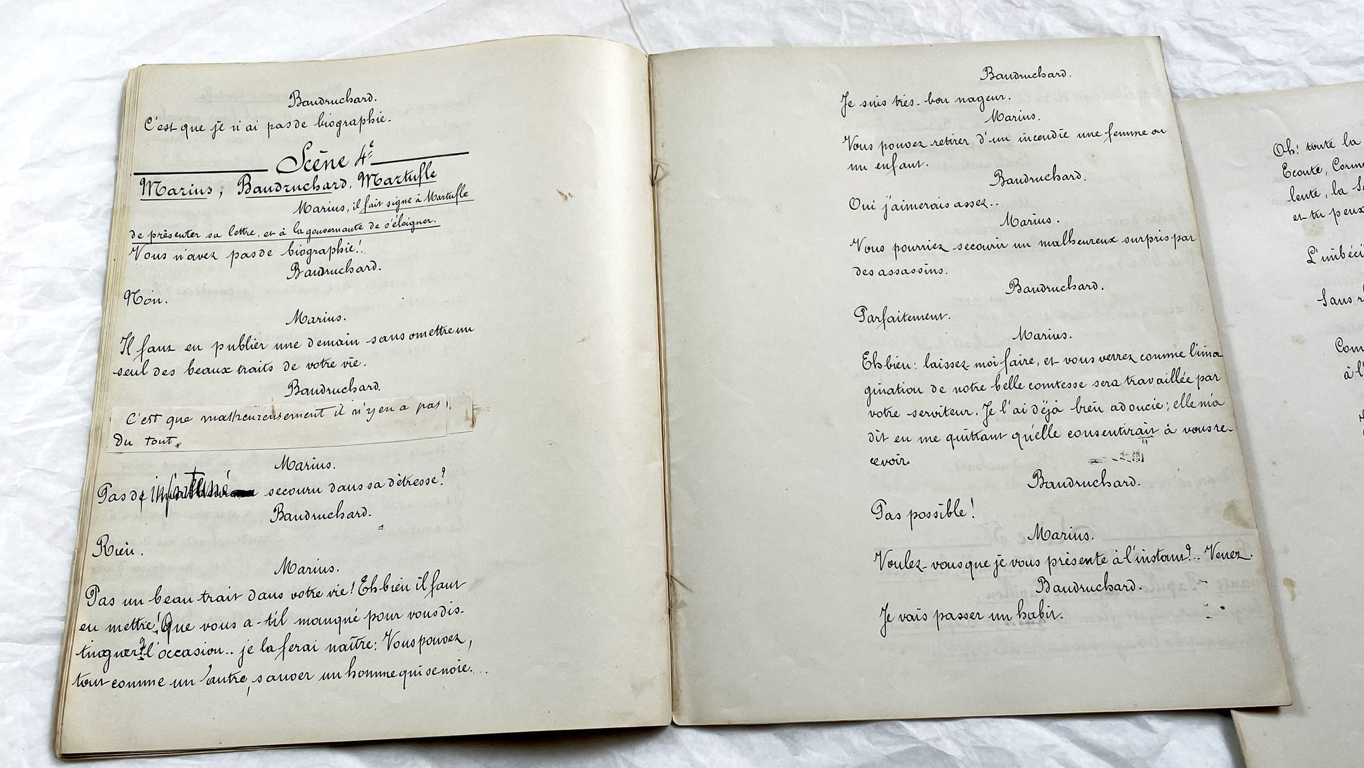 Late 19th - 35 pages French Theatrical Play Manuscript - Original Handwritten Drama Script - Historical Theatre Piece -  Literary Artefact