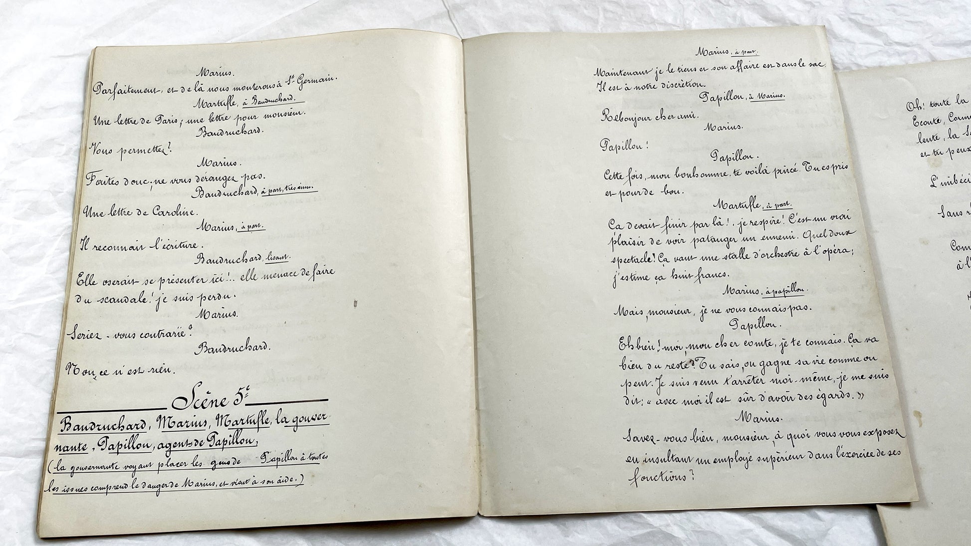 Late 19th - 35 pages French Theatrical Play Manuscript - Original Handwritten Drama Script - Historical Theatre Piece -  Literary Artefact