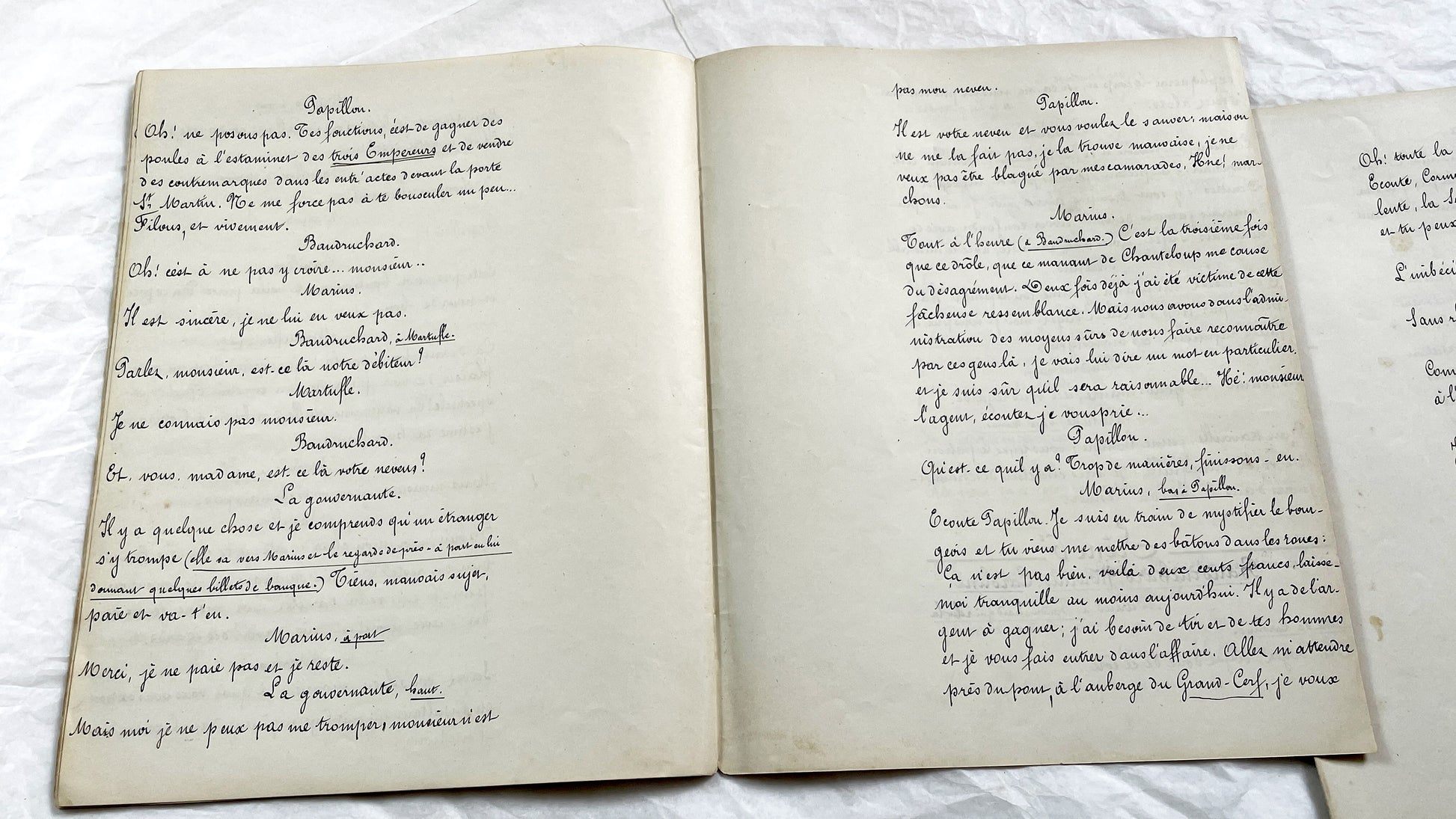 Late 19th - 35 pages French Theatrical Play Manuscript - Original Handwritten Drama Script - Historical Theatre Piece -  Literary Artefact