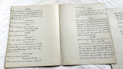 Late 19th - 35 pages French Theatrical Play Manuscript - Original Handwritten Drama Script - Historical Theatre Piece -  Literary Artefact