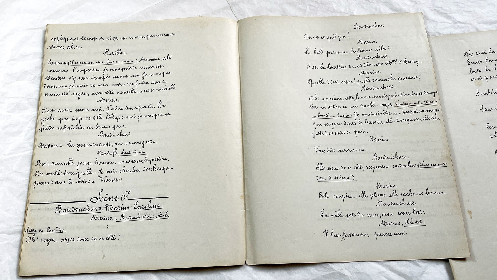 Late 19th - 35 pages French Theatrical Play Manuscript - Original Handwritten Drama Script - Historical Theatre Piece -  Literary Artefact