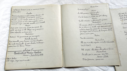 Late 19th - 35 pages French Theatrical Play Manuscript - Original Handwritten Drama Script - Historical Theatre Piece -  Literary Artefact