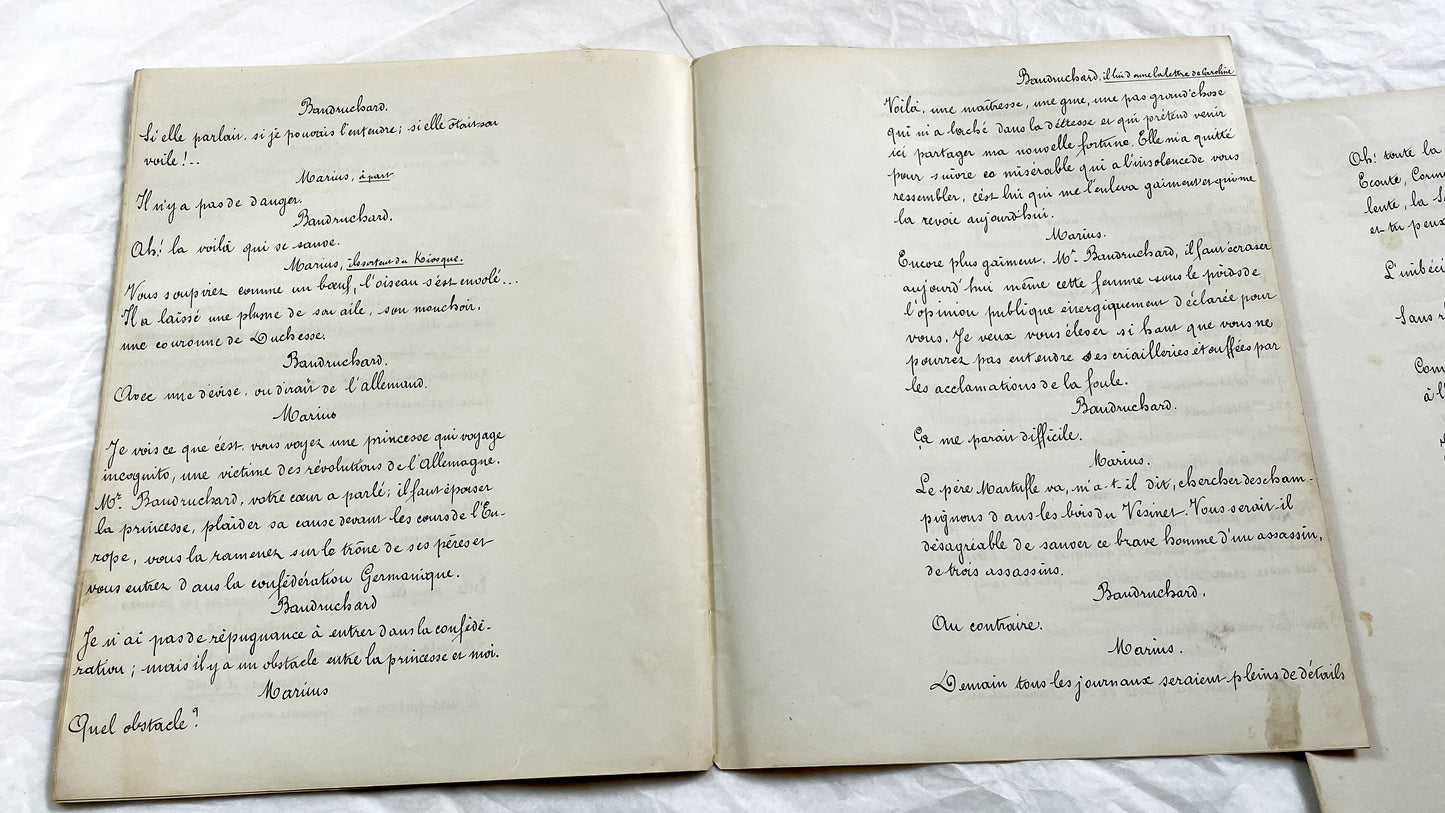 Late 19th - 35 pages French Theatrical Play Manuscript - Original Handwritten Drama Script - Historical Theatre Piece -  Literary Artefact