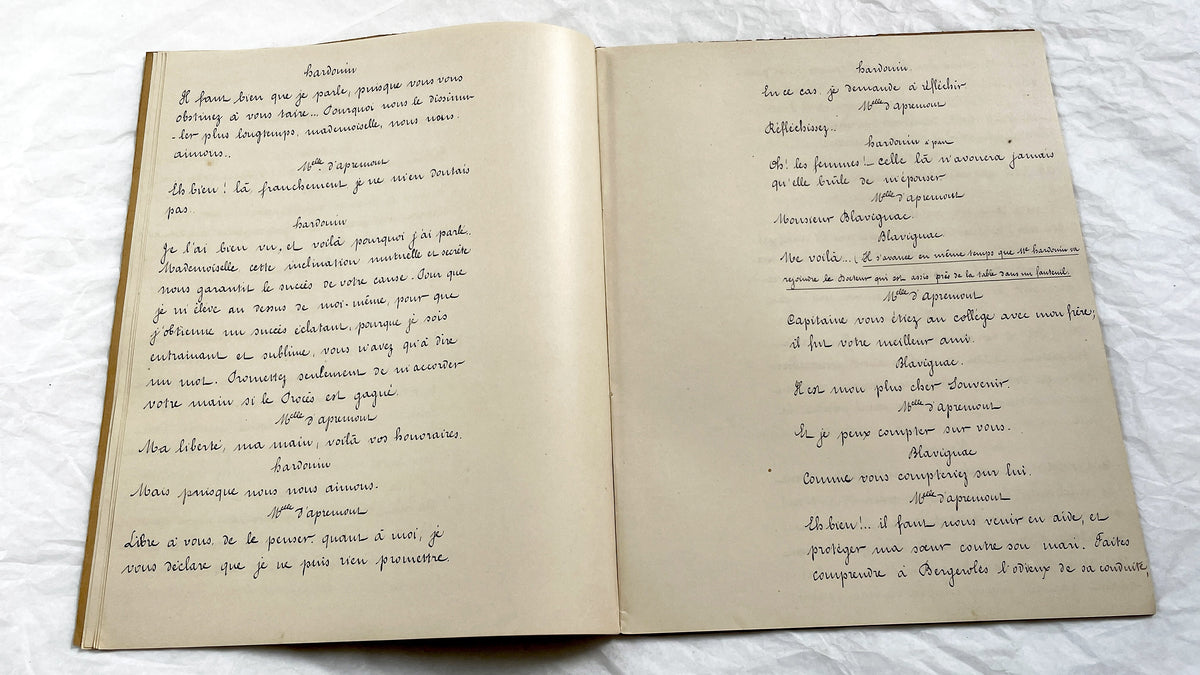 Late 19th - Vintage 31 pages French Play Manuscript - Original Handwritten Theatrical Script - Antique Performing Arts Document