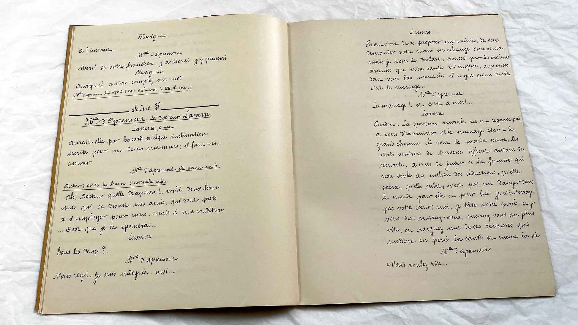 Late 19th - Vintage 31 pages French Play Manuscript - Original Handwritten Theatrical Script - Antique Performing Arts Document