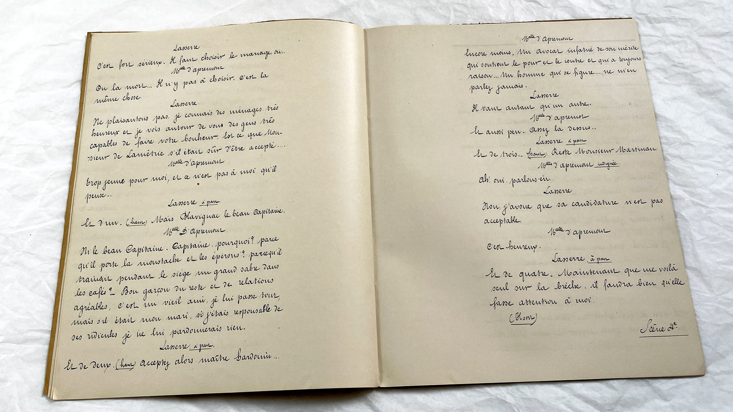 Late 19th - Vintage 31 pages French Play Manuscript - Original Handwritten Theatrical Script - Antique Performing Arts Document