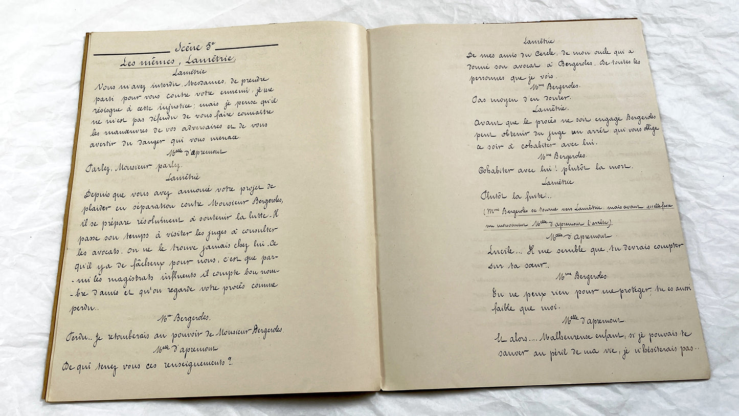 Late 19th - Vintage 31 pages French Play Manuscript - Original Handwritten Theatrical Script - Antique Performing Arts Document