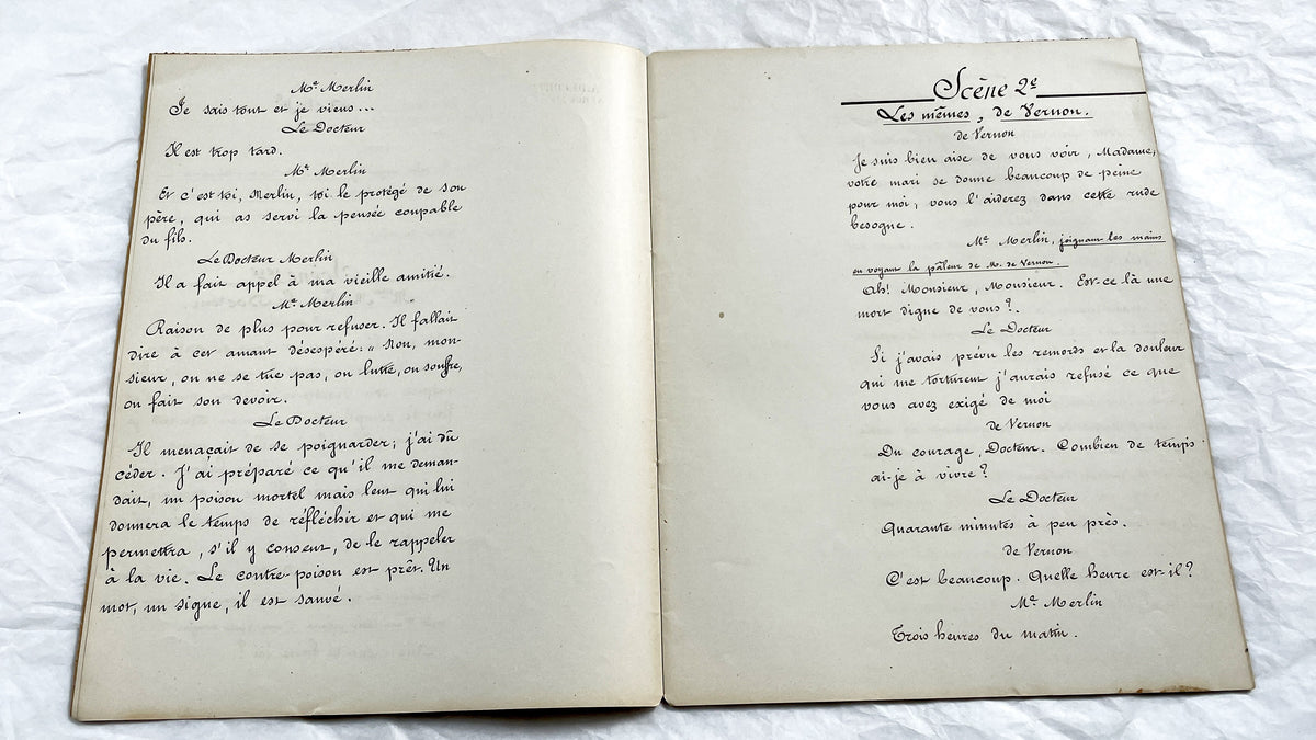 Late 19th - French 18 pages Play Manuscript - Original Handwritten Theatrical Script - Dramatic French Play Script - Archival Document