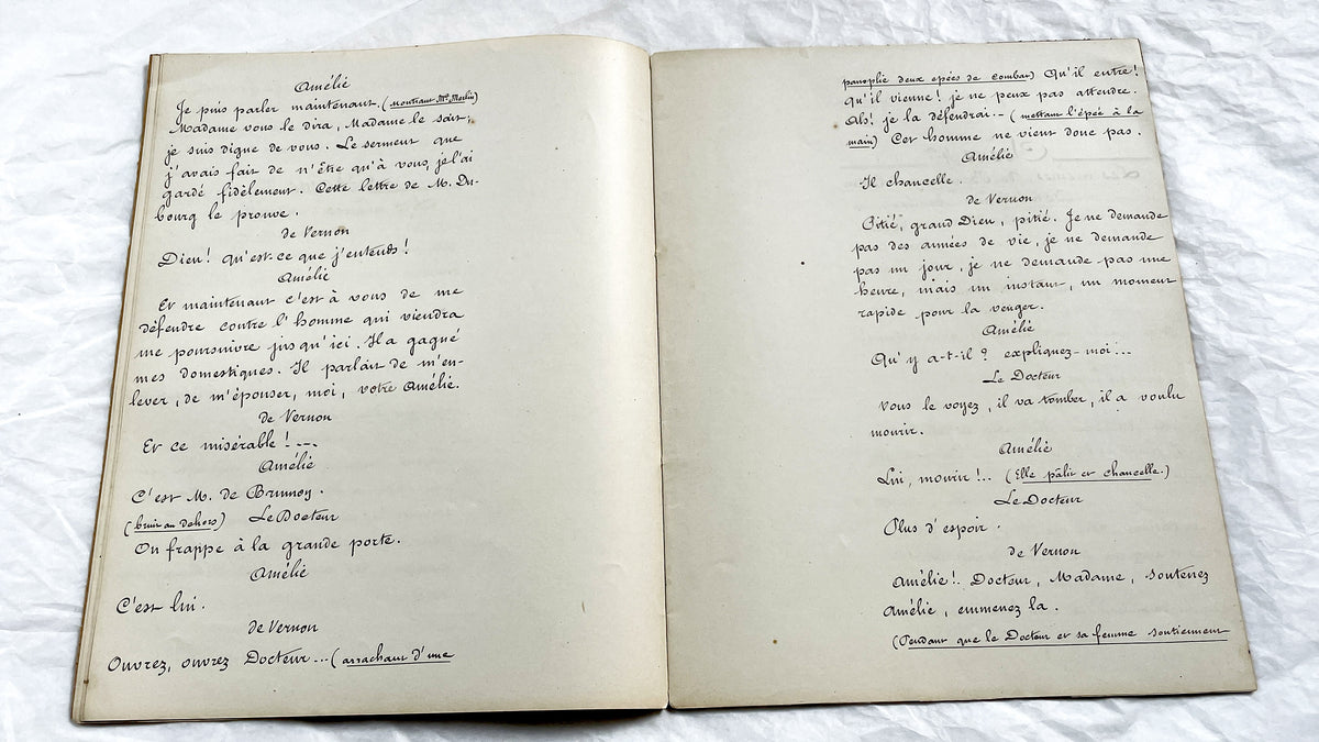 Late 19th - French 18 pages Play Manuscript - Original Handwritten Theatrical Script - Dramatic French Play Script - Archival Document
