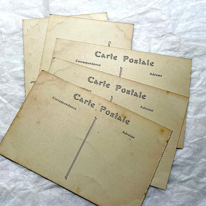 1910s lot of 5 French vintage postcards featuring Notre-Dame de Paris cathedral architecture and sculptures.