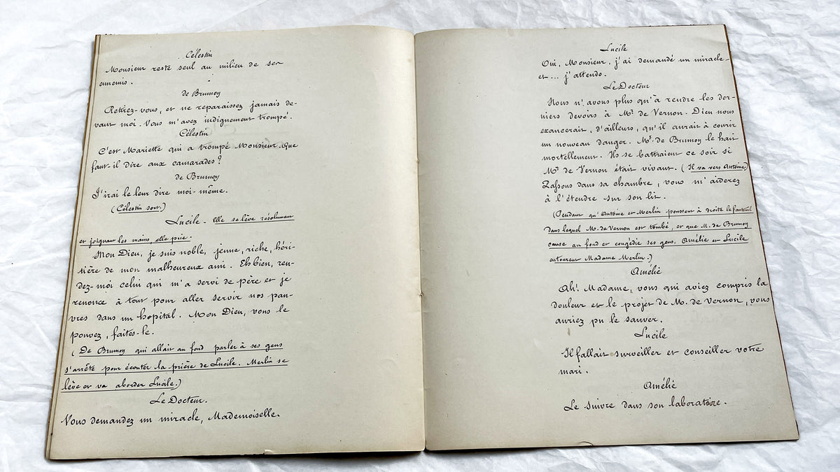 Late 19th - French 18 pages Play Manuscript - Original Handwritten Theatrical Script - Dramatic French Play Script - Archival Document