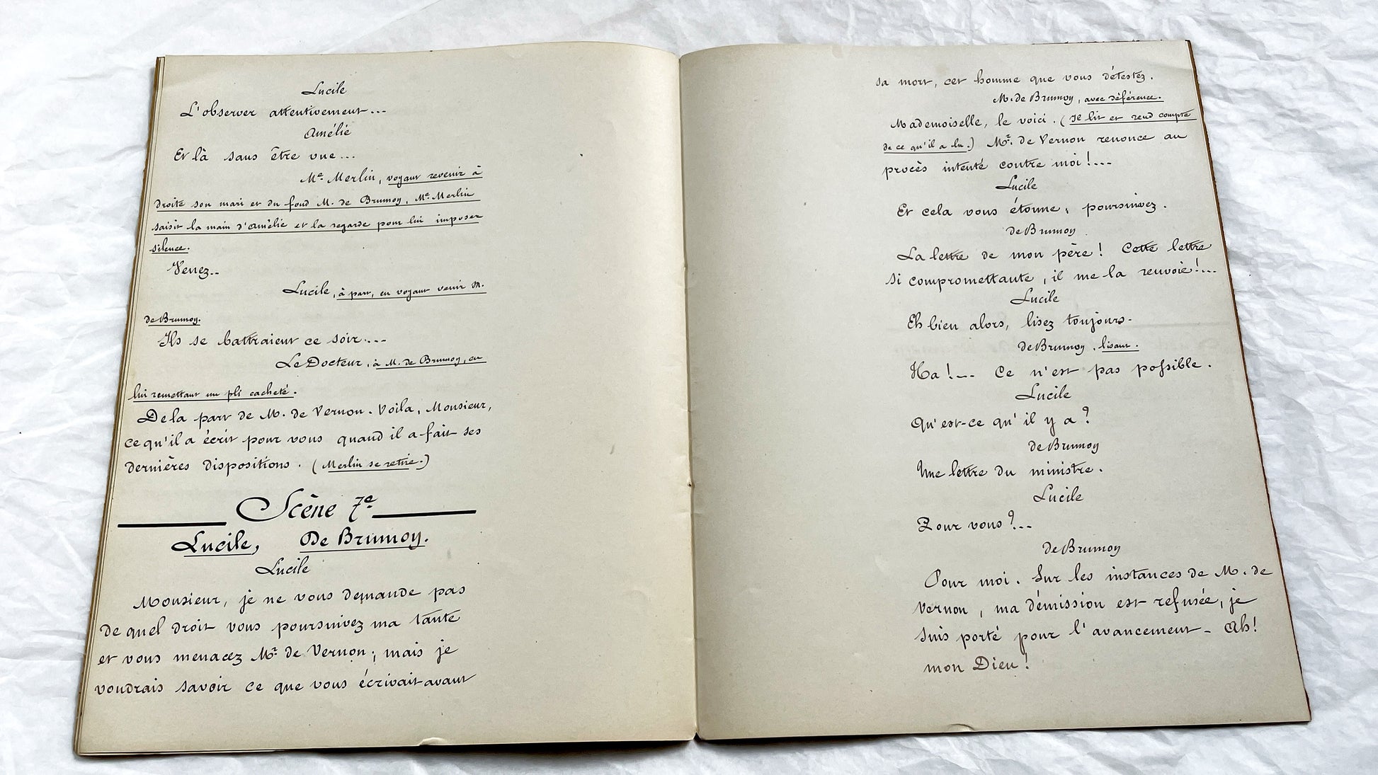 Late 19th - French 18 pages Play Manuscript - Original Handwritten Theatrical Script - Dramatic French Play Script - Archival Document