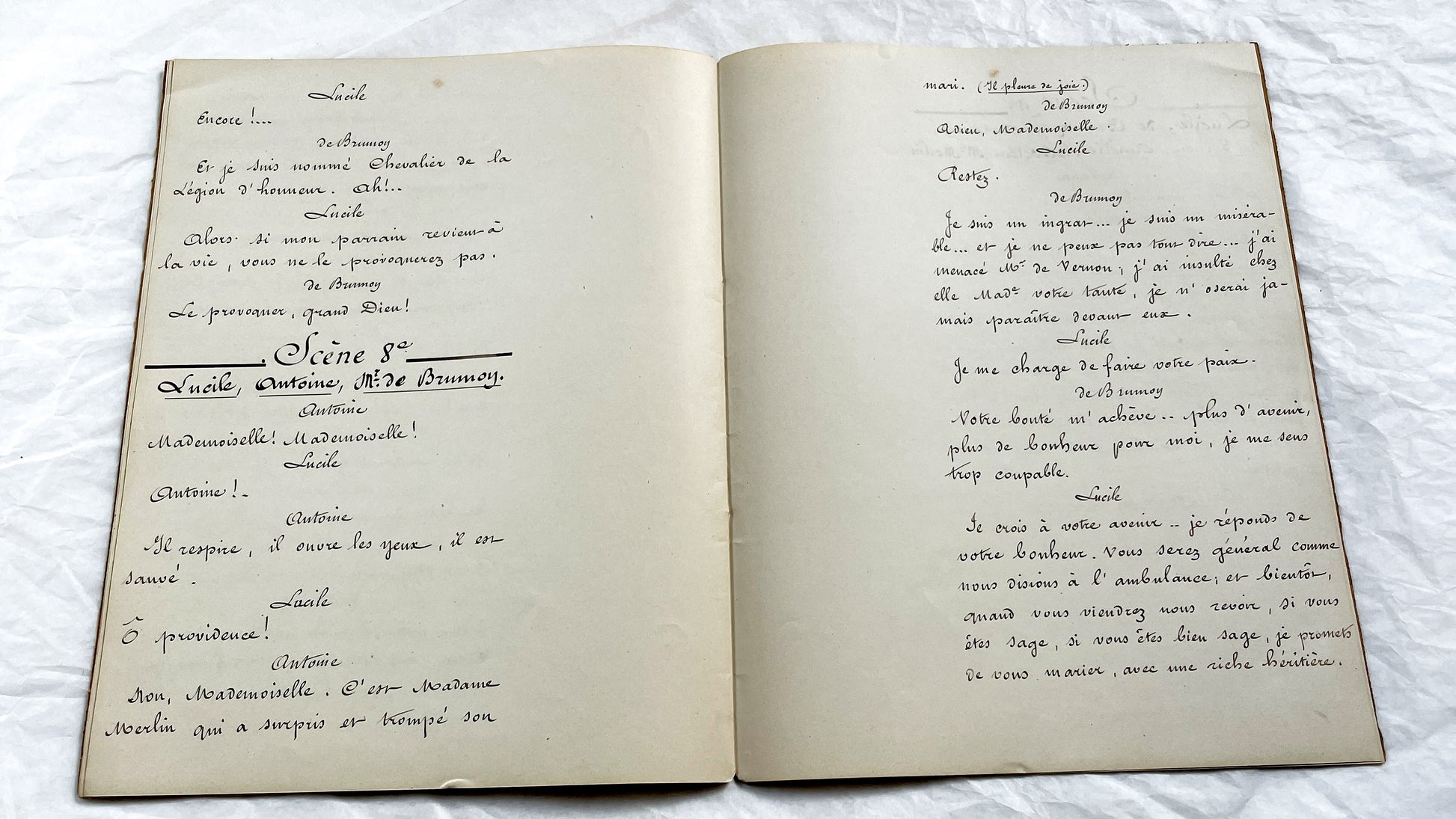 Late 19th - French 18 pages Play Manuscript - Original Handwritten Theatrical Script - Dramatic French Play Script - Archival Document