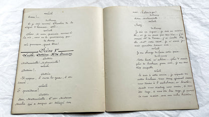 Late 19th - French 18 pages Play Manuscript - Original Handwritten Theatrical Script - Dramatic French Play Script - Archival Document