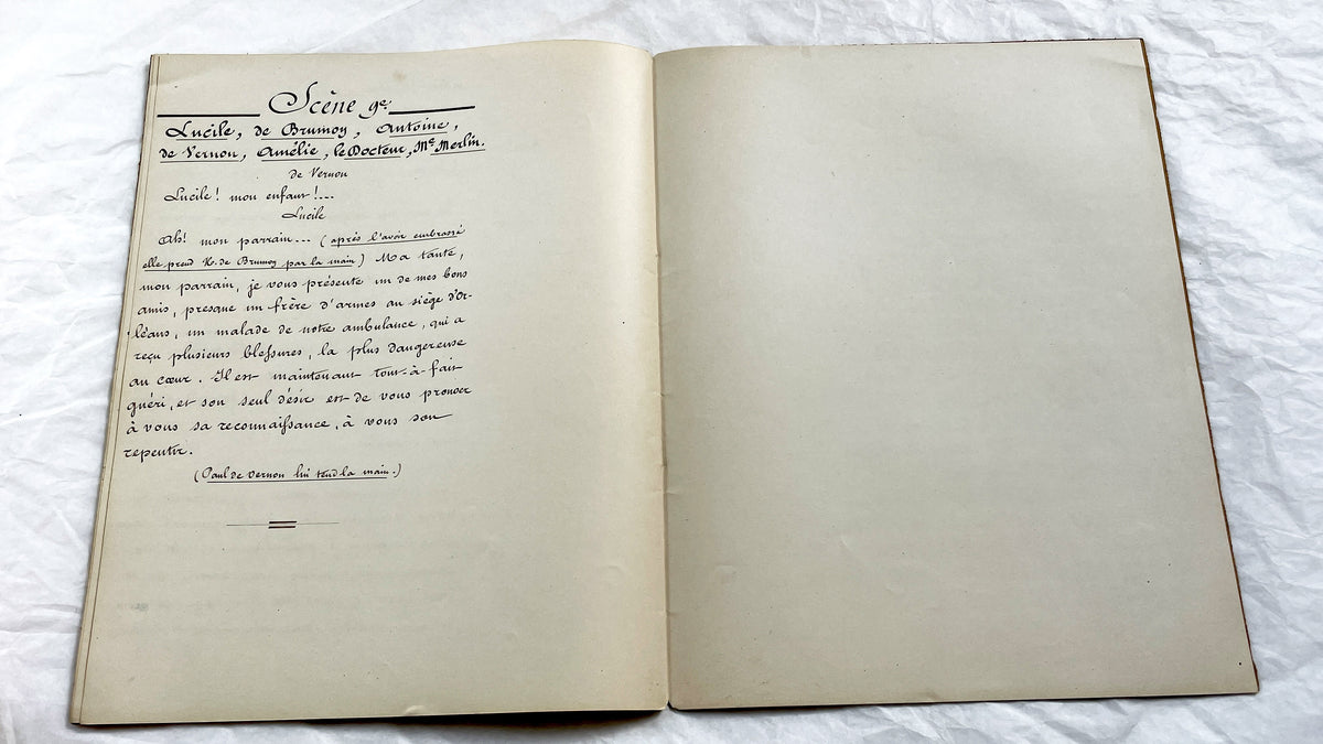Late 19th - French 18 pages Play Manuscript - Original Handwritten Theatrical Script - Dramatic French Play Script - Archival Document
