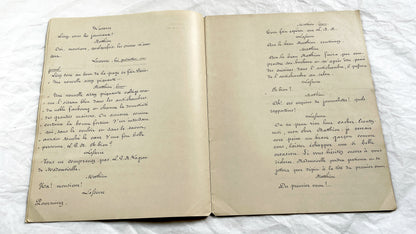 Late 19th - Original 21 pages Handwritten French Theatrical Play Script - Vintage Drama - Historical Manuscript - Theater Collectible