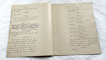 Late 19th - Original 21 pages Handwritten French Theatrical Play Script - Vintage Drama - Historical Manuscript - Theater Collectible