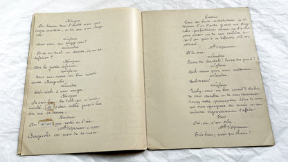 Late 19th - Original 21 pages Handwritten French Theatrical Play Script - Vintage Drama - Historical Manuscript - Theater Collectible