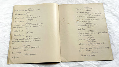 Late 19th - Original 21 pages Handwritten French Theatrical Play Script - Vintage Drama - Historical Manuscript - Theater Collectible