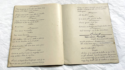 Late 19th - Original 21 pages Handwritten French Theatrical Play Script - Vintage Drama - Historical Manuscript - Theater Collectible