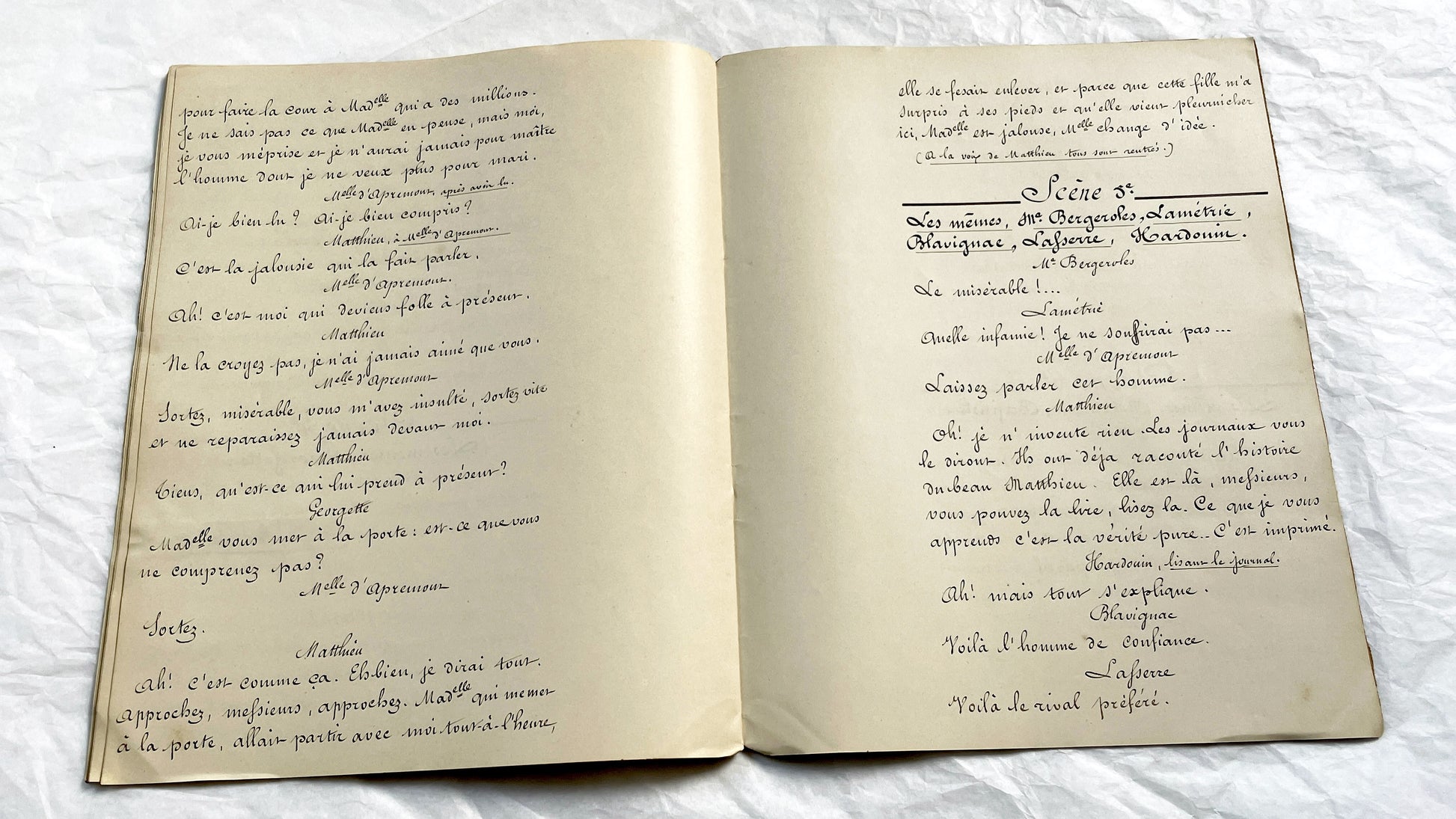 Late 19th - Original 21 pages Handwritten French Theatrical Play Script - Vintage Drama - Historical Manuscript - Theater Collectible