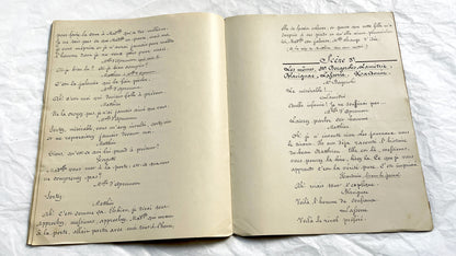 Late 19th - Original 21 pages Handwritten French Theatrical Play Script - Vintage Drama - Historical Manuscript - Theater Collectible