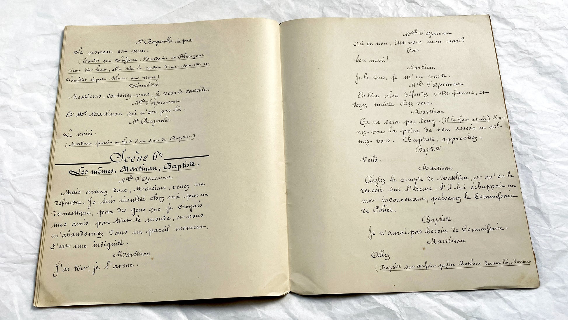 Late 19th - Original 21 pages Handwritten French Theatrical Play Script - Vintage Drama - Historical Manuscript - Theater Collectible