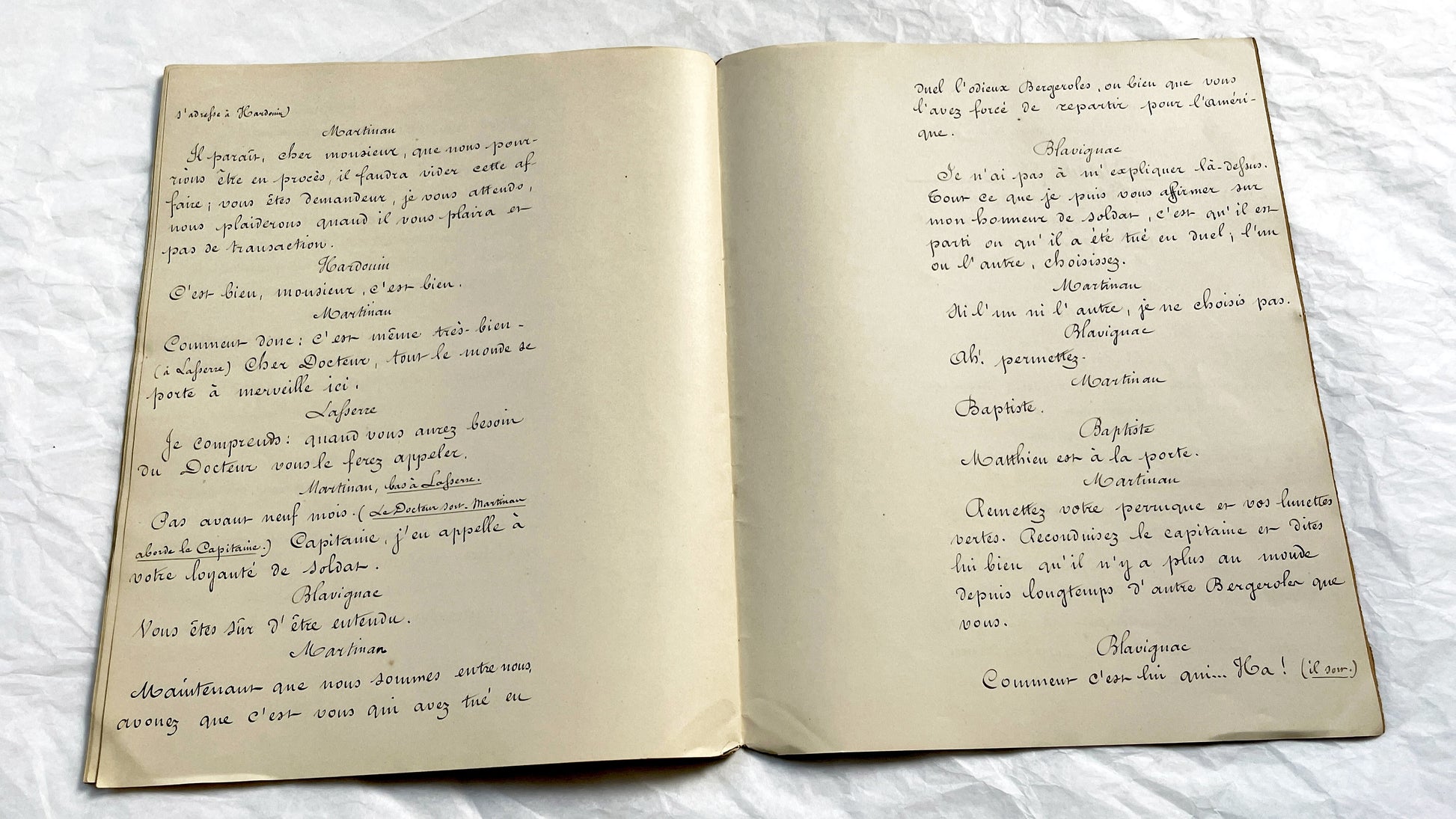 Late 19th - Original 21 pages Handwritten French Theatrical Play Script - Vintage Drama - Historical Manuscript - Theater Collectible