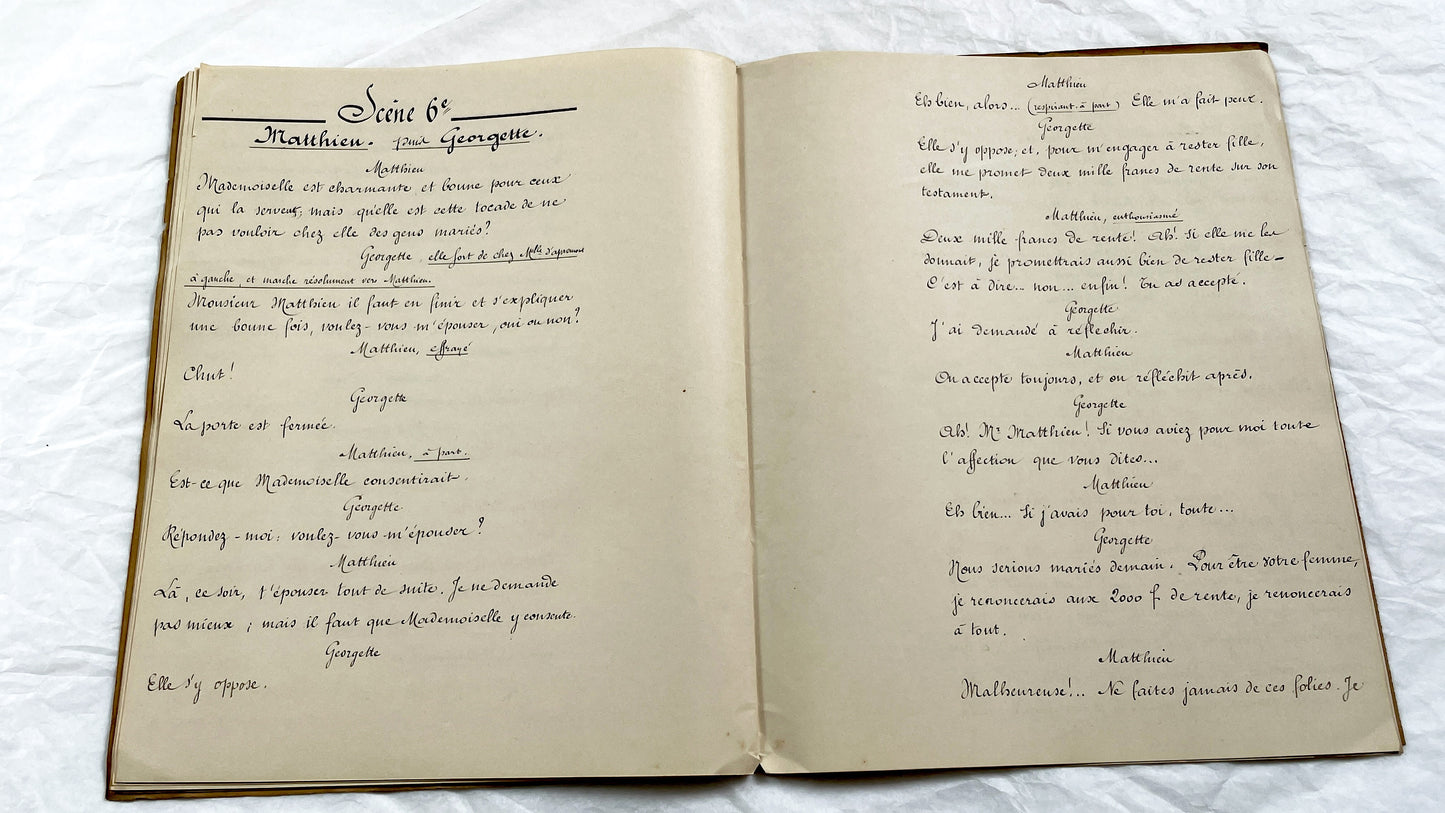 Late 19th - 33 pages Handwritten French Theatrical Play Script - Vintage Drama Manuscript - Literary Document - Paris Publisher