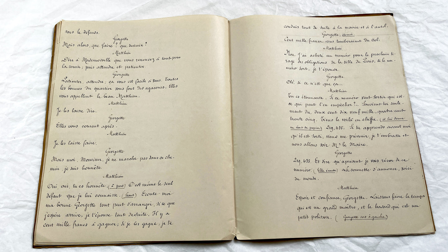 Late 19th - 33 pages Handwritten French Theatrical Play Script - Vintage Drama Manuscript - Literary Document - Paris Publisher