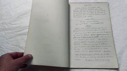 Late 19th - 32-Page French handwritten theater manuscript – Original play with dialogues and author revisionst - Vintage Handwritten Theatre